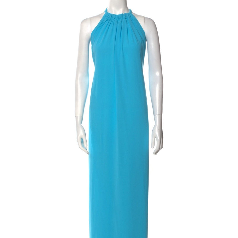 Monique lhuillier Elegant Blue Halter Maxi Dress